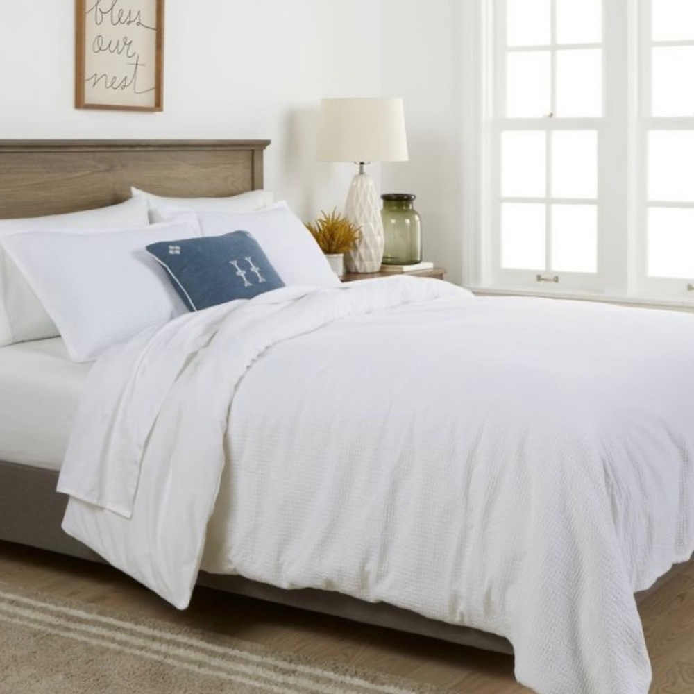 🌿New.Waffle wave duvet cover set 💯 % Cotton.Queen/ Full